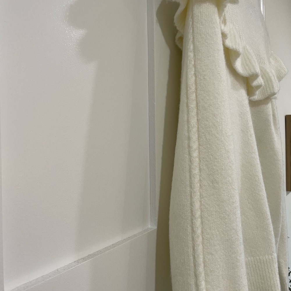 Ann Taylor Cream Ruffle Sweater - Picture 3 of 4